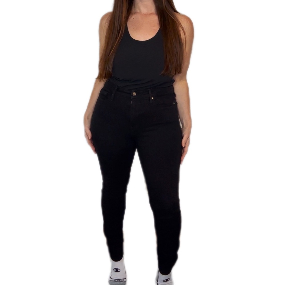 Good American Good Legs Black High Rise Skinny Stretch Gap-Proof Jeans Size 10